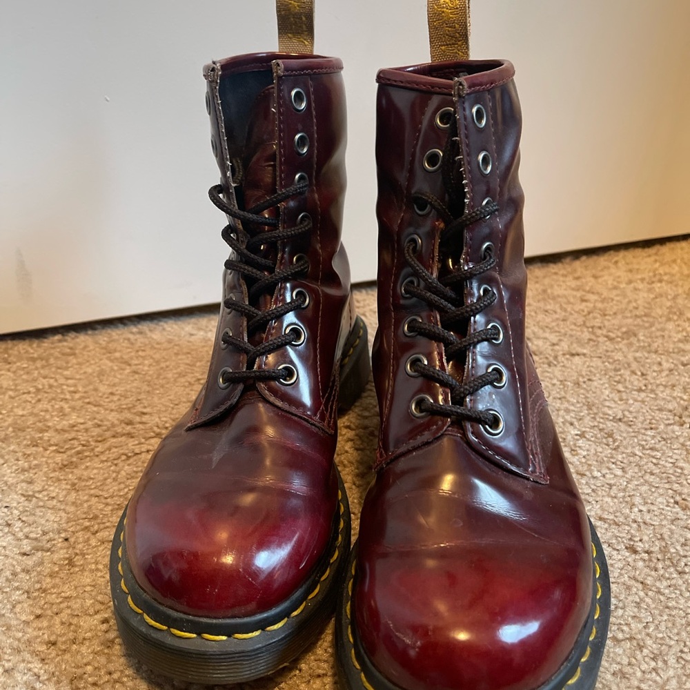 Burgundy Doc Martens- women’s size 7 Vegan 1460